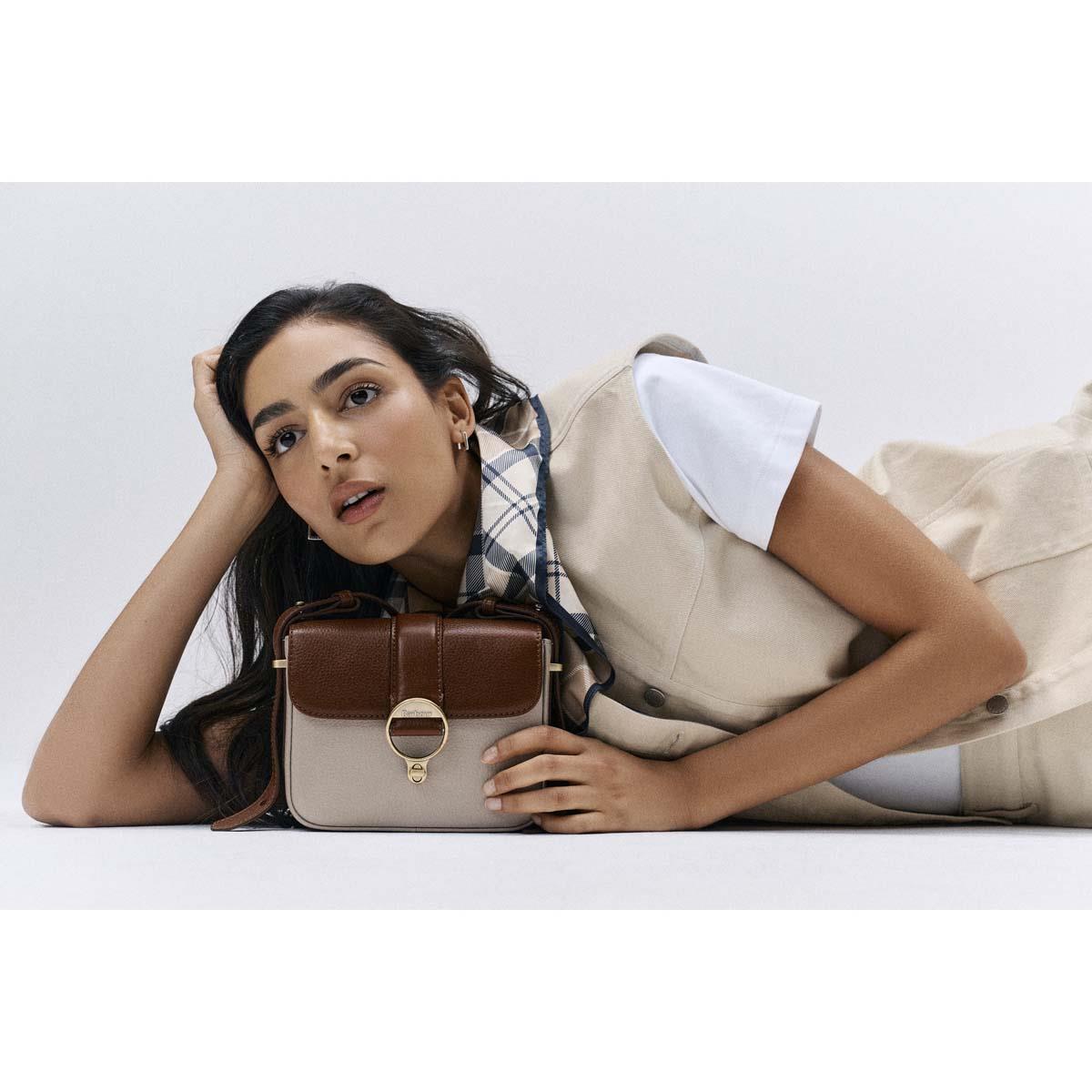 Pebbled Pink/Brown Barbour Mini Rosa Leather Crossbody Bag lifetstyle2