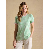 Green Stripe Joules Womens Erin Striped T-Shirt On Model