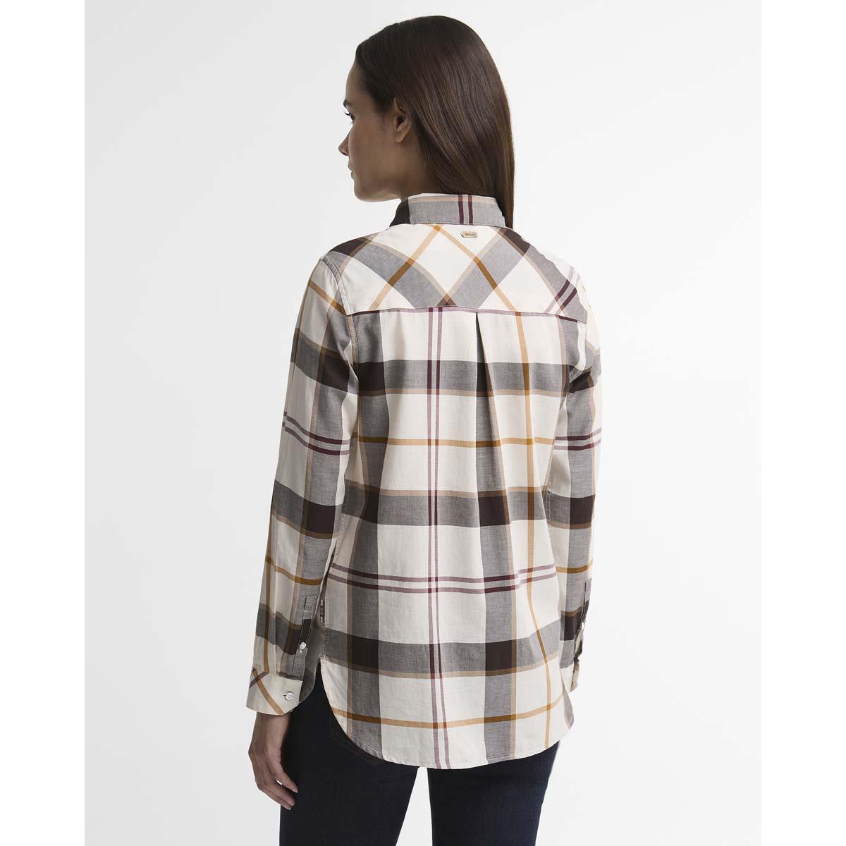 Ecru Muted Tartan Barbour Womens Moorland Shirt Back