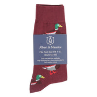 Dark Red Packed Albert and Maurice Mens Duck Socks