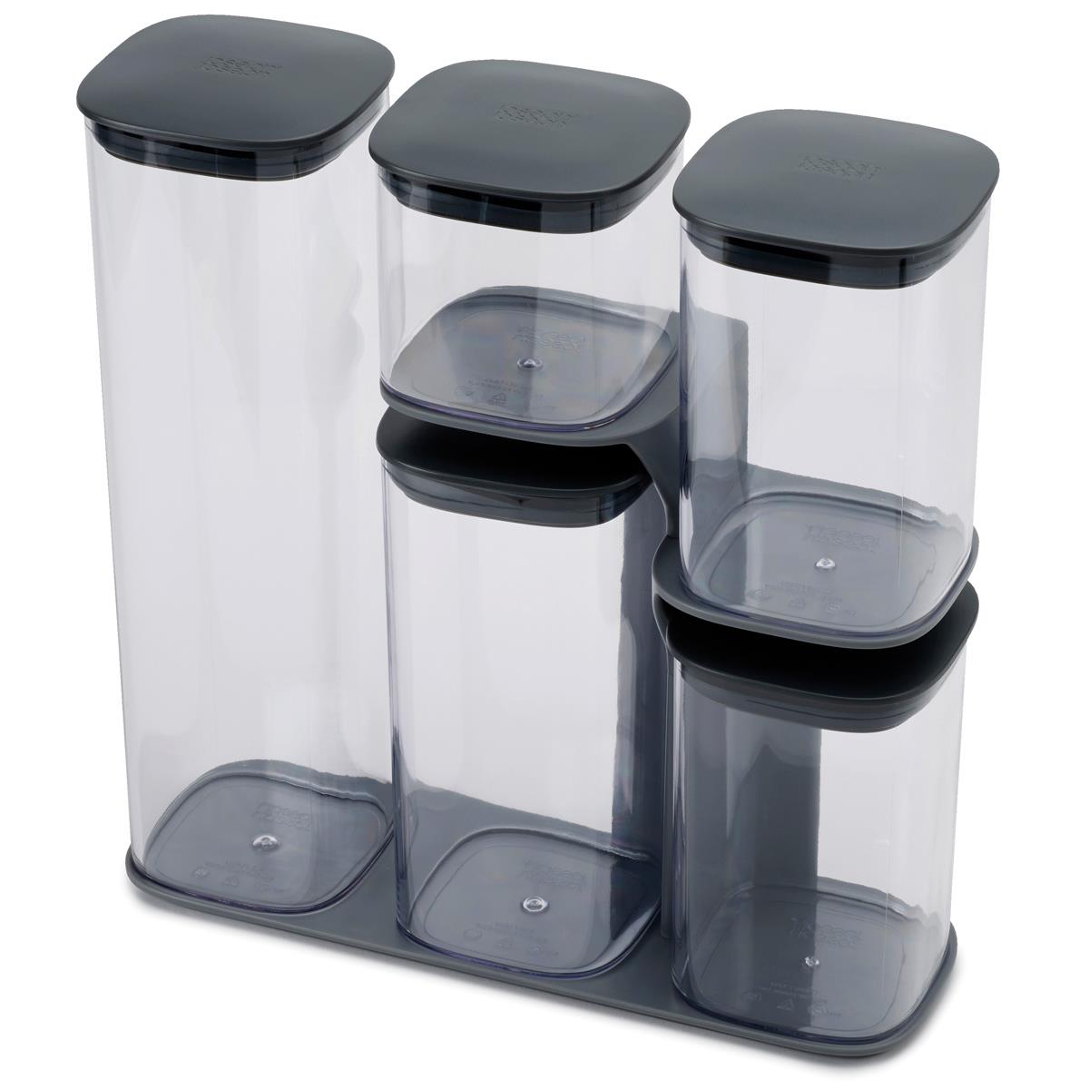 Dark Grey Joseph Joseph Podium 5-piece storage jar set with stand