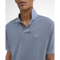 Washed Blue Washed Pink Barbour Mens Washed Tartan Tailored Fit Pique Polo LOGO