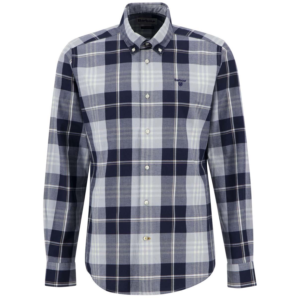 Mineral Blue Barbour Mens Edgar Tailored Checked Shirt