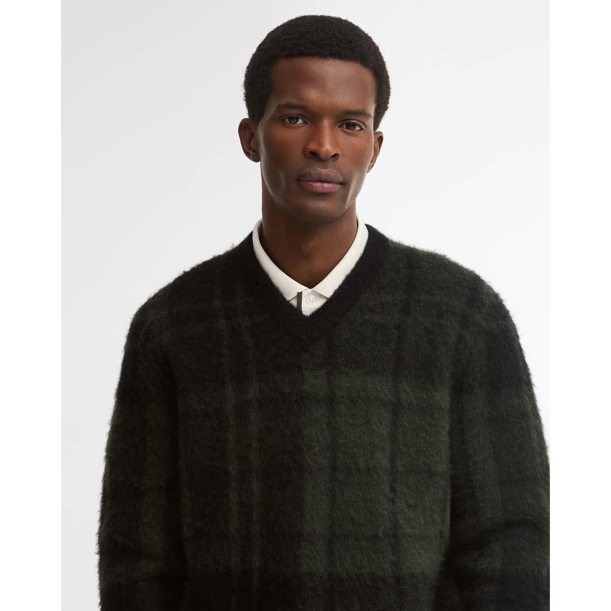 Barbour Mens Hunham Tartan V-Neck Knitted Jumper