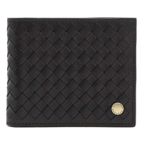 black Barbour Farne Woven Leather Wallet