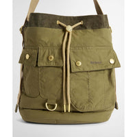 Dusky Green Barbour Mia Drawstring Tote Bag Pockets