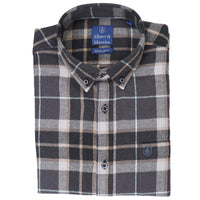 Albert and Maurice Mens Lugg Flannel Shirt Taupe Check
