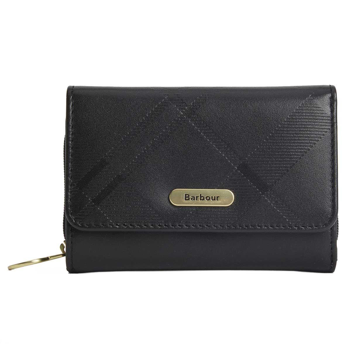 Black/Deboss Tartan Barbour Womens Rosa Deboss Leather French Purse