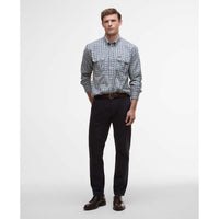 Navy Barbour Mens Panwell Thermo Weave Regular Checked Shirt Front