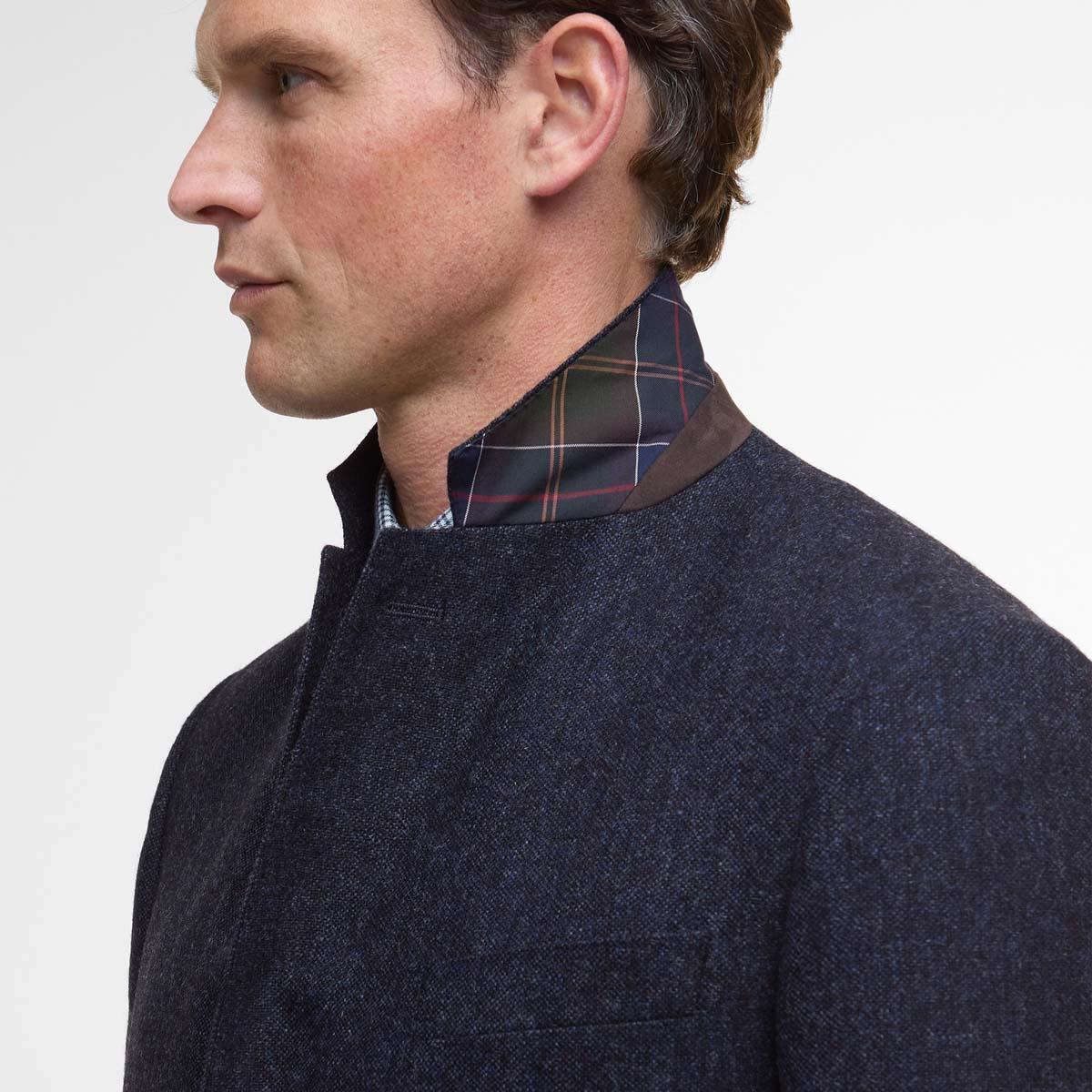 Navy Barbour Mens Godfrey Moons Shetland Blazer Collar