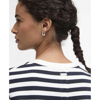 Cloud/Dark Navy Stripe Barbour Womens Layla Sweatshirt LOGO