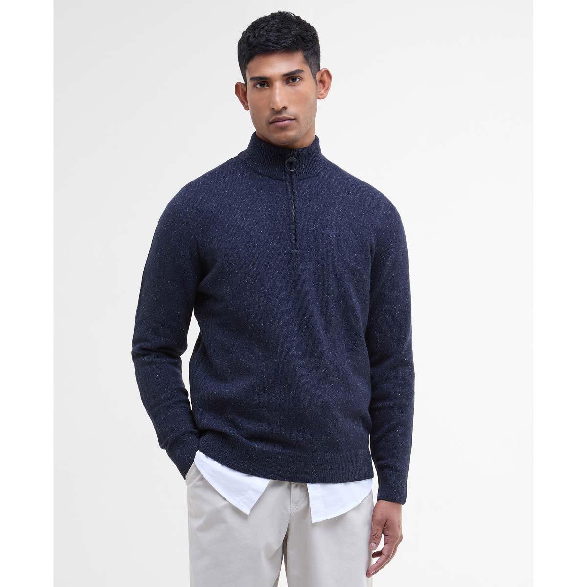 Navy Barbour Mens Tisbury 1/2 Zip front