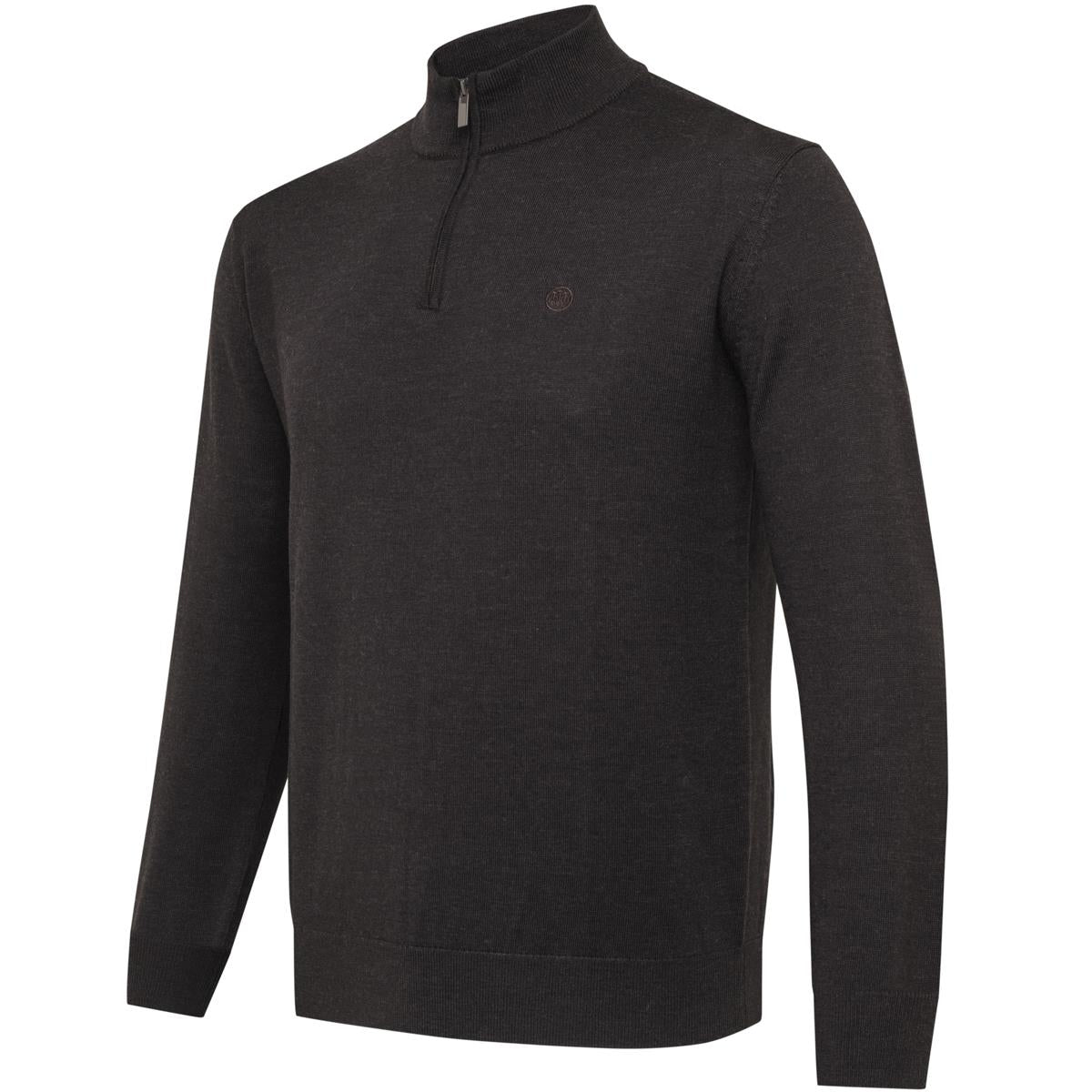 Brown Bark Beretta Mens Merino Half Zip Sweater