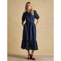 Navy Joules Womens Susanna Broderie Dress On Model
