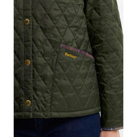 OLIVE Barbour Womens Icons Tartan Collar Cropped SLEEVE