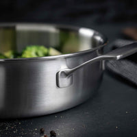 Kuhn Rikon Culinary Fiveply Serving Pan With Lid Handle Detail Side