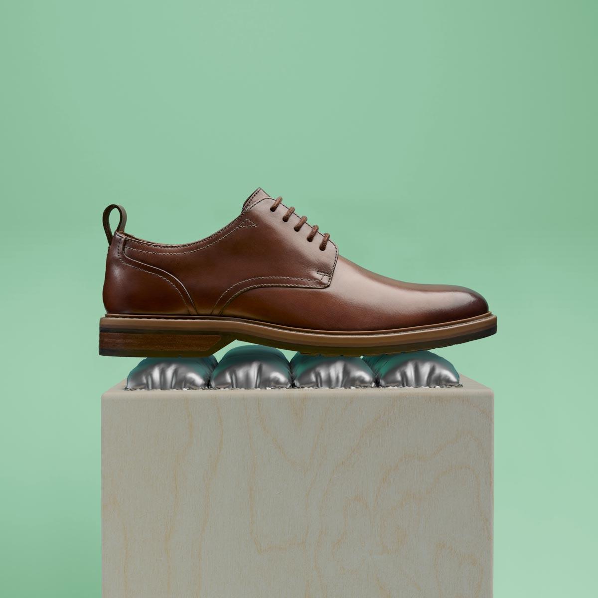 Tan Leather Clarks Mens Aldwin Lace Shoes Lifestyle