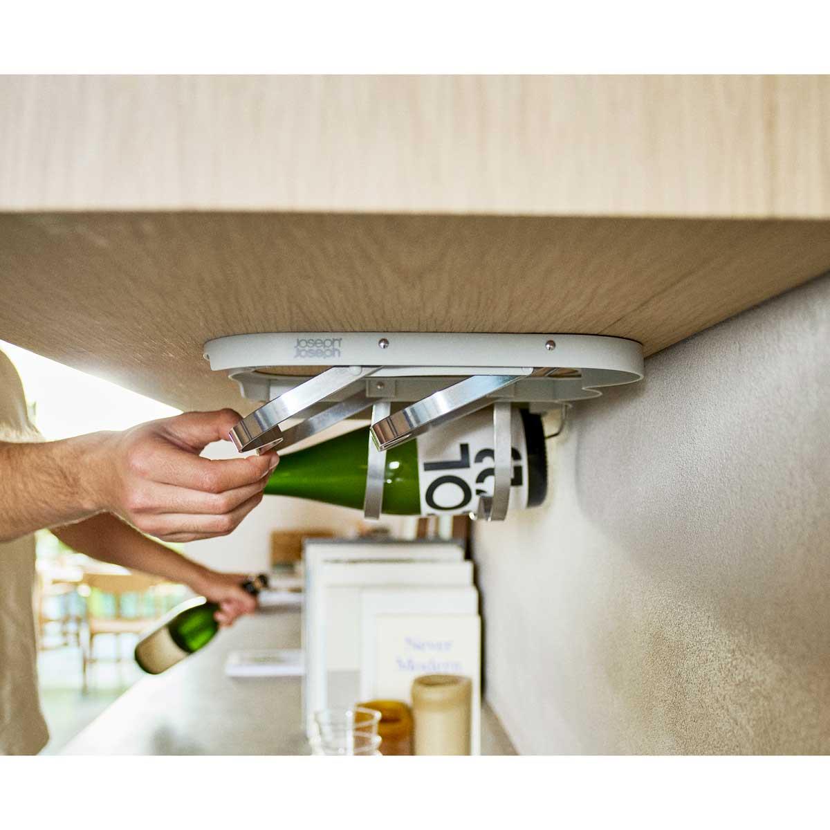 Light Stone Joseph Joseph Cradle Foldable Under-Shelf Wine Rack Folding