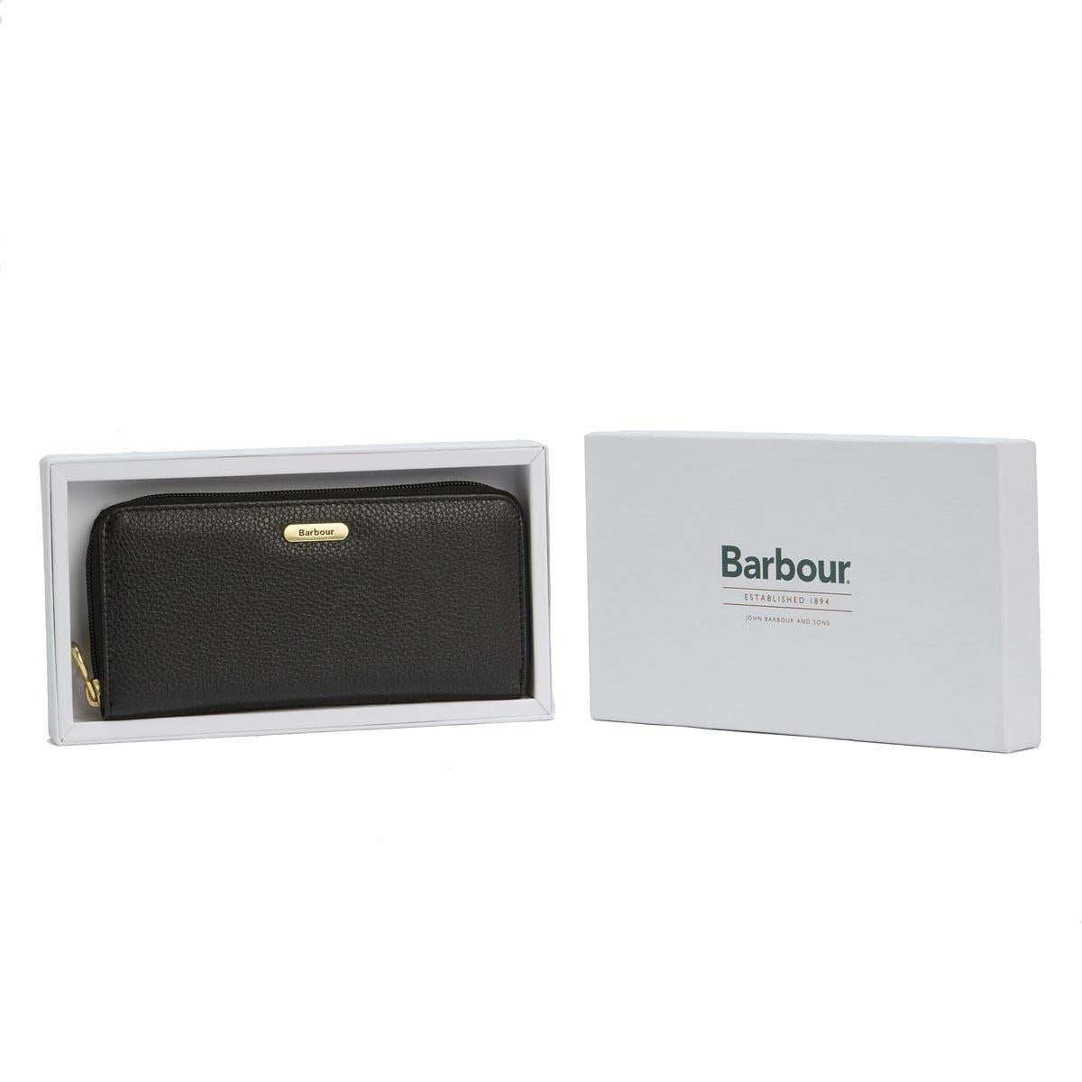 Black Barbour Womens Birch Leather Matinee Purse Boxed