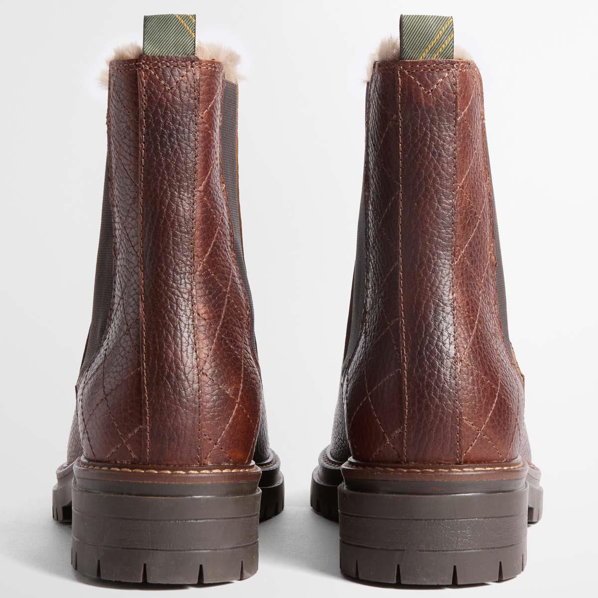 BROWN Barbour Womens Evie Faux Fur Chelsea Boot BACK