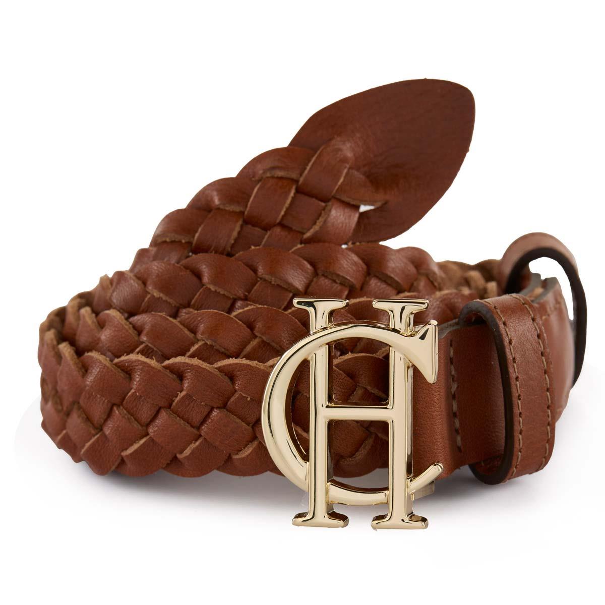 Tan Holland Cooper Womens Plaited Slim Belt