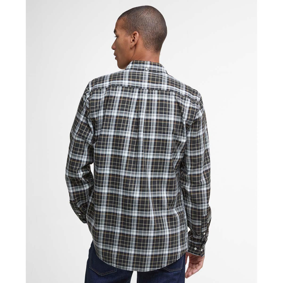 Grey Marl Barbour Mens Mosswood Tailored Checked Shirt Back