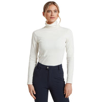 Soft white Schoffel Rosedale Roll Neck model pose