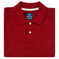 Albert and Maurice Mens Classic Pique Polo Shirt Maroon folded