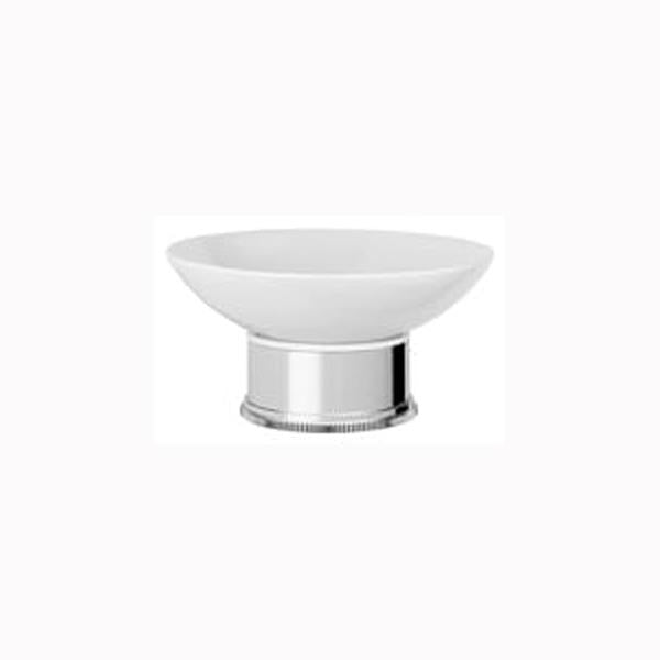 Chrome Plated Samuel Heath Style Moderne Freestanding White Ceramic Soap Holder N6664W
