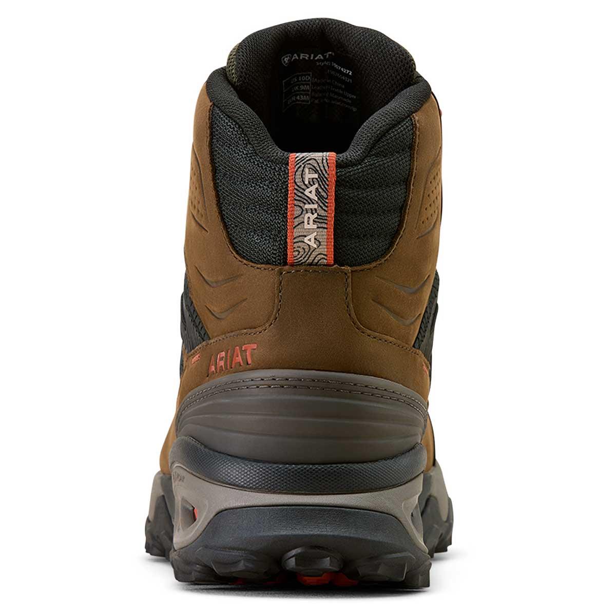 Brown Bark Ariat Mens Traverse Mid Waterproof Hiking Boots Heel