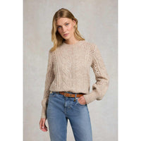 Taupe Holland Cooper Womens Kelly Crew Neck Knit Jumper On Model