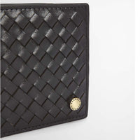 black Barbour Farne Woven Leather Wallet side