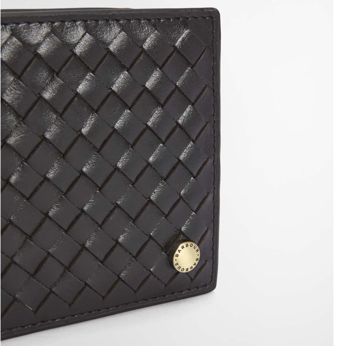 black Barbour Farne Woven Leather Wallet side