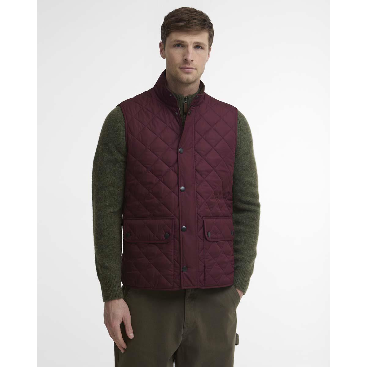 BORDEAUX Barbour Mens New Lowerdale Gilet FRONT