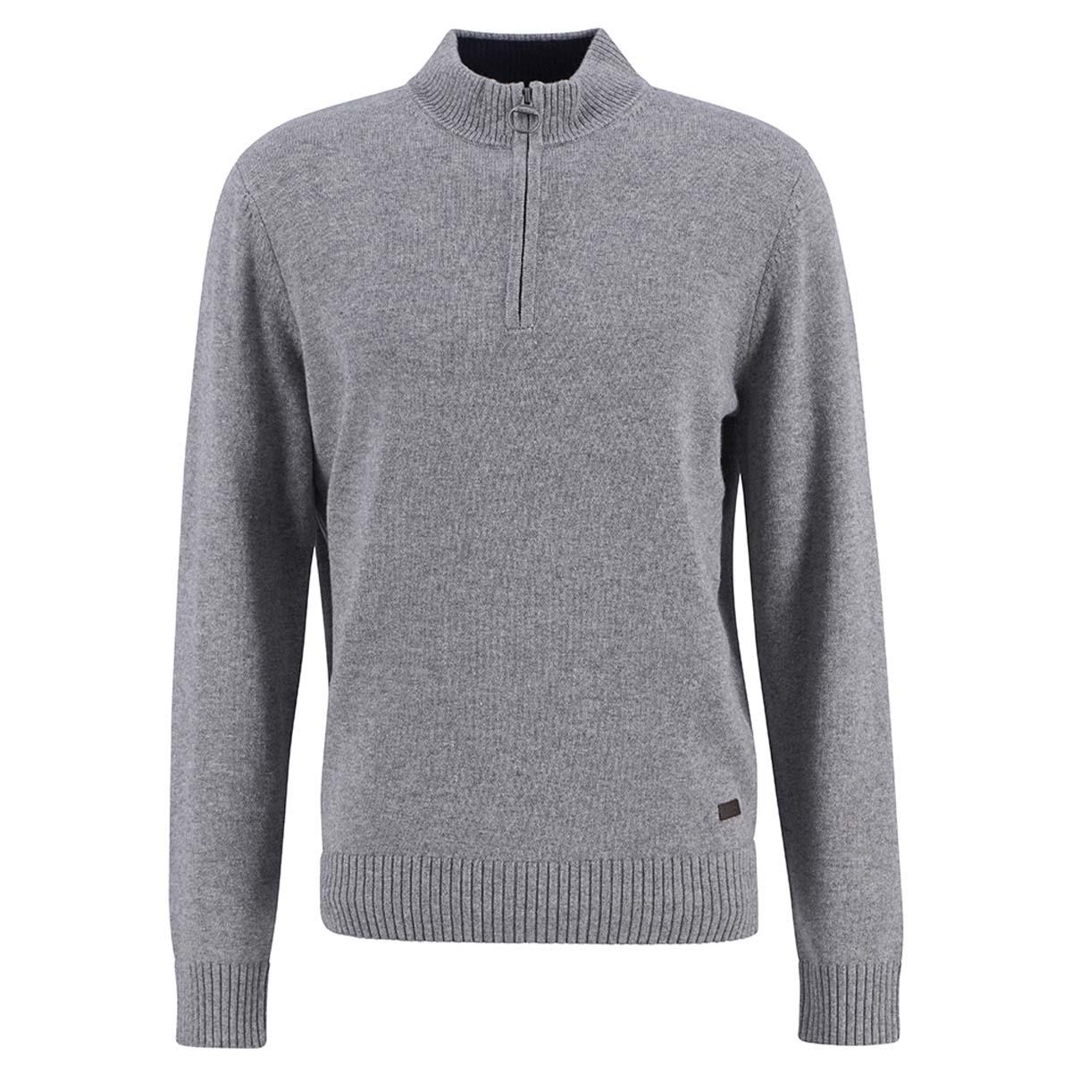 Grey Marl Barbour Mens Kelson Half Zip Knitted Sweater