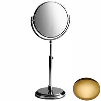 Polished Brass Samuel Heath Freestanding Height Adjustable Plain / X5 Magnifying Mirror L107