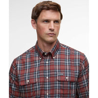 Fired Brick Barbour Mens Saldon Thermo Weave Regular Checked Shirt Chest