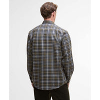 Olive Barbour Mens Saldon Thermo Weave Regular Checked Shirt Back