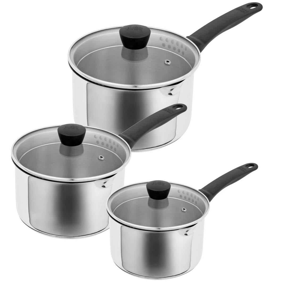 Kuhn Rikon Classic Plus Saucepan Set With Draining Lids