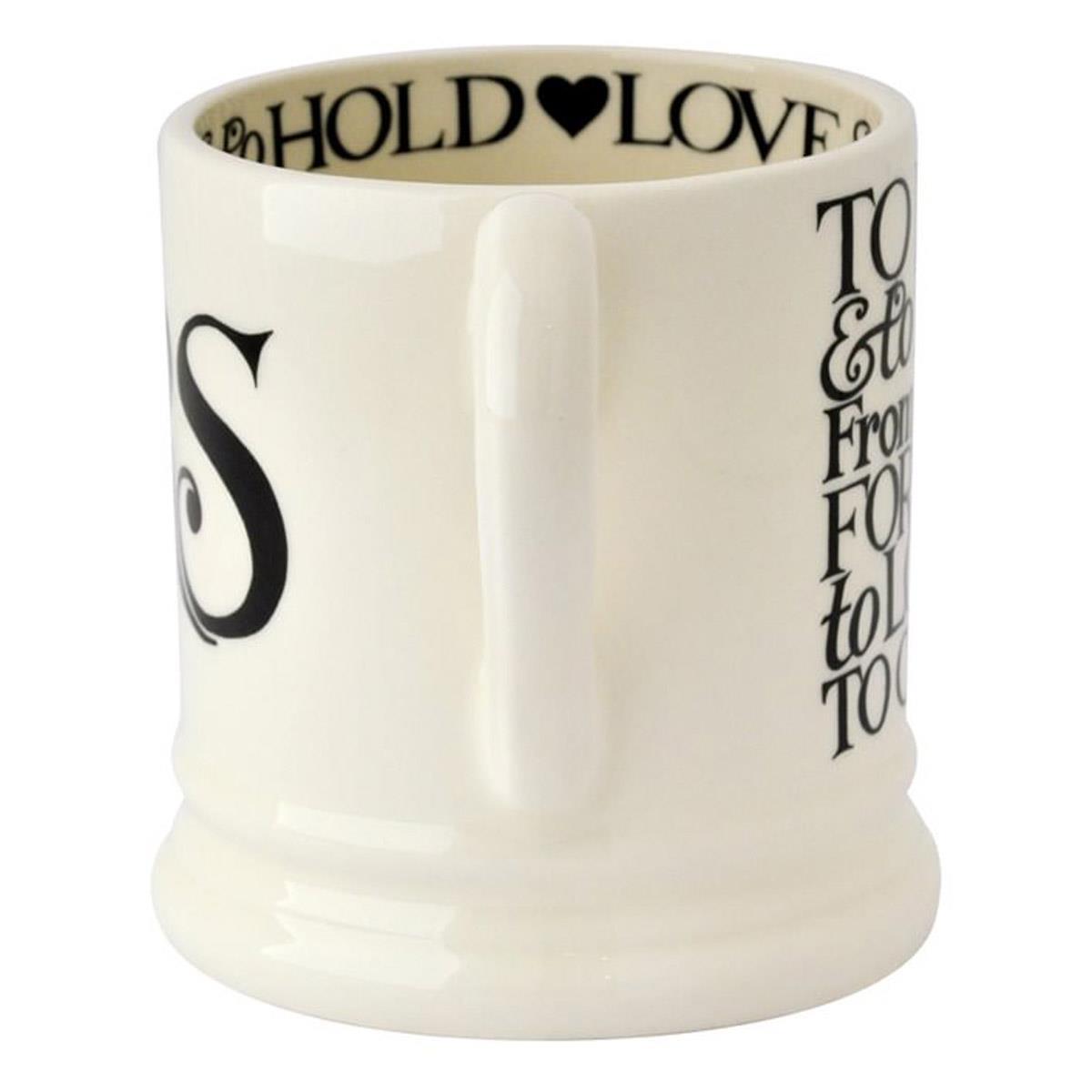 Emma Bridgewater Black Toast MRS & MRS Set Of 2 Half Pint Mugs Boxed Handle