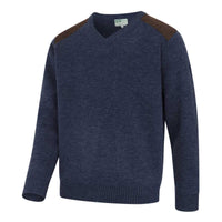 Storm Blue Marl Hoggs Of Fife Mens Melrose II V-Neck Pullover