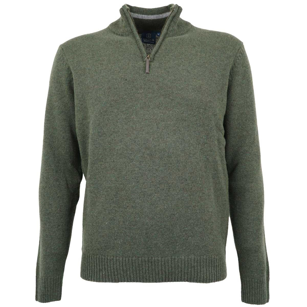 Albert and Maurice Netherton Zip Neck Lambswool Jumper Thyme