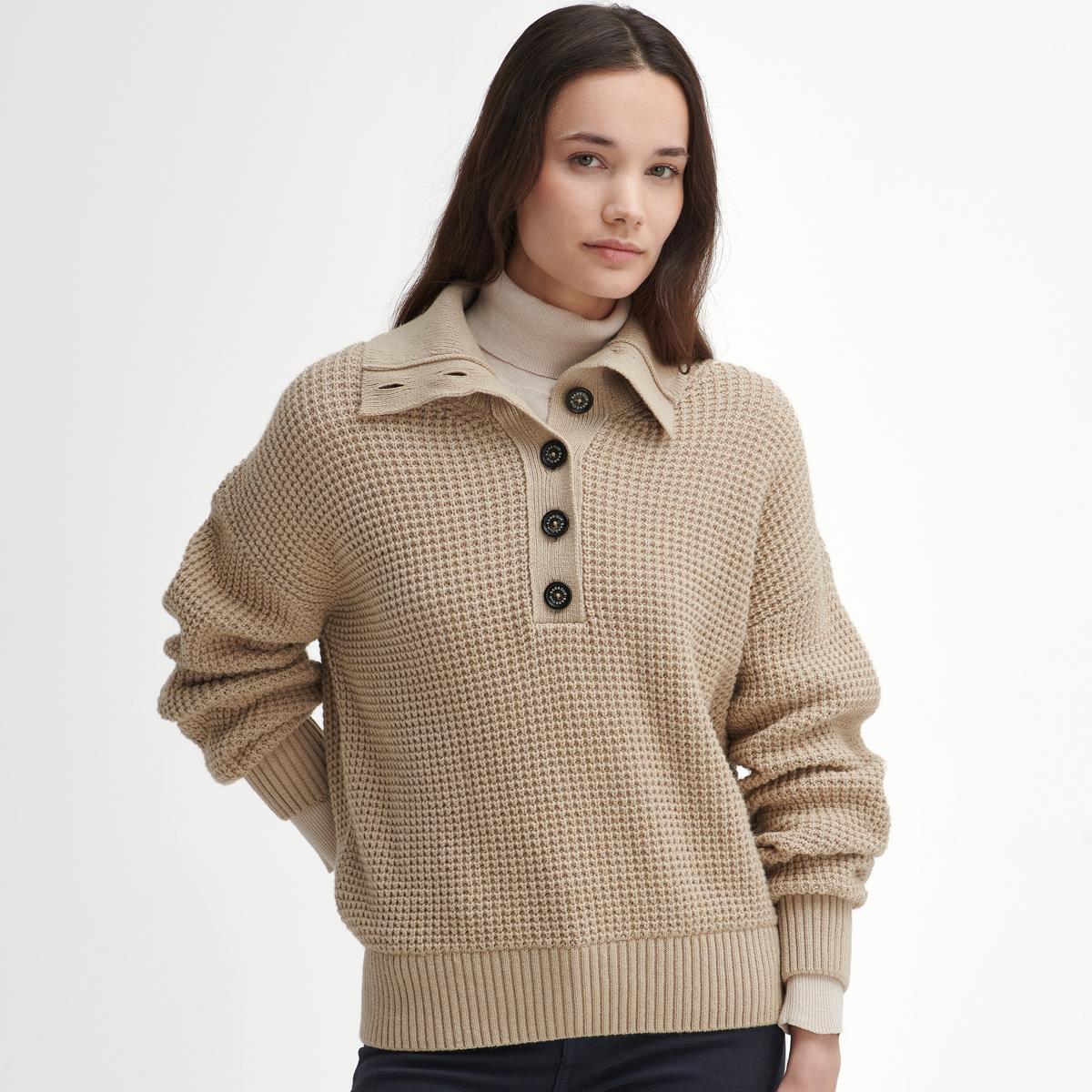Oatmeal Multi Check Barbour Woodside Shirt Model