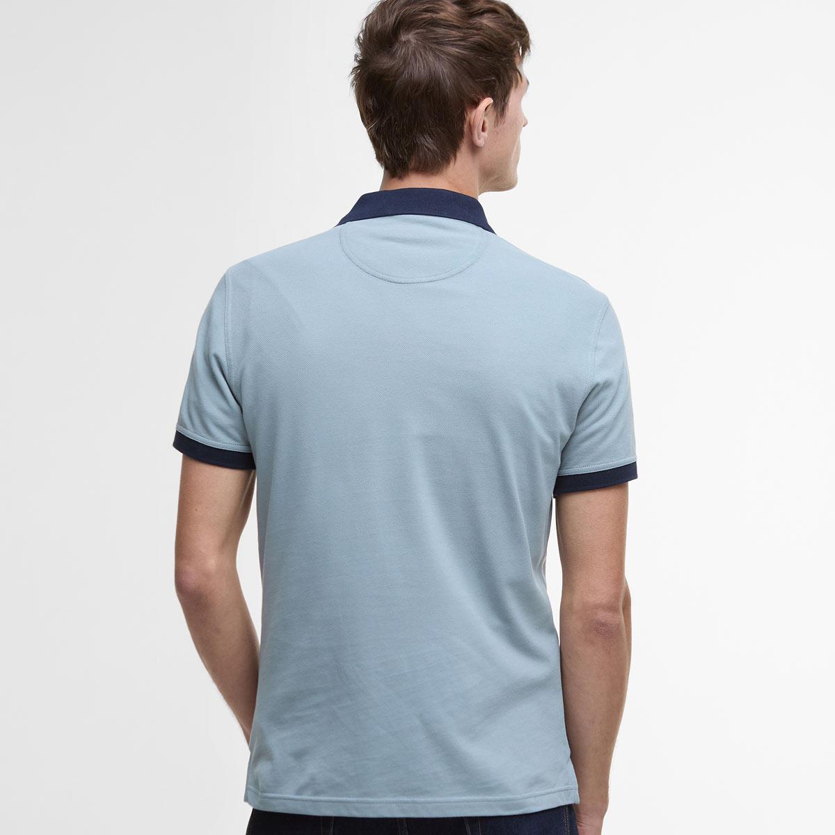 Lead Barbour Mens Lynmouth Tipped Tailored Fit Polo Shirt Back