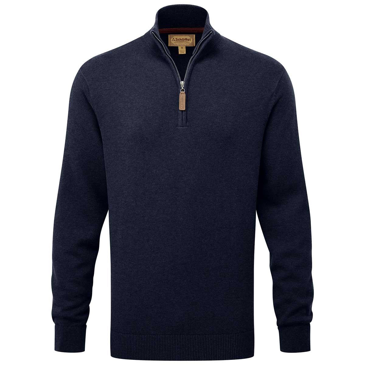 Schoffel Mens Calton Cotton Cashmere 1/4 Zip Jumper