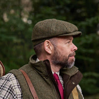 Forest Green/Herringbone Harkila Mens Kemore Classic Baker Boy Cap Lifestyle