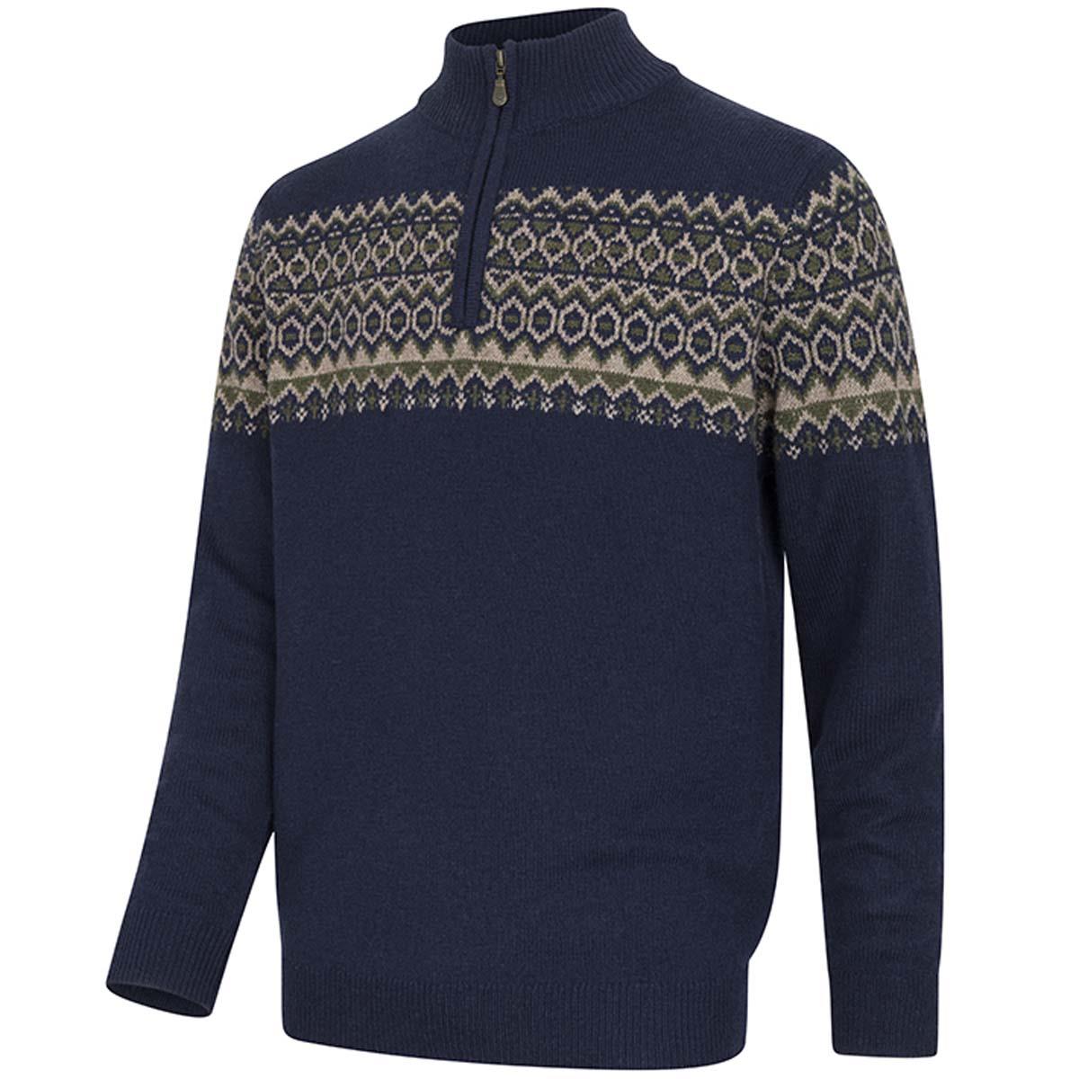 Hoggs Of Fife Mens Colonsay Fair Isle 1/4 Zip Pullover