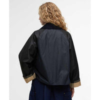 Royal Navy/Black/Dress Tartan Barbour Womens Kearton Wax Jacket Back