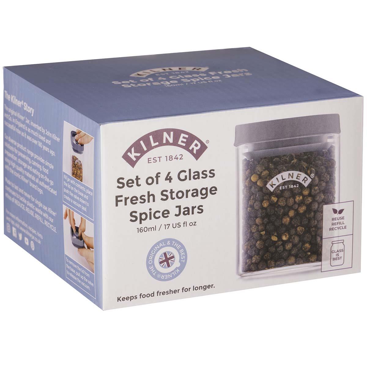 Kilner Fresh Storage 4 Piece Spice Jar Set BOX