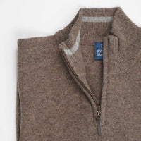 Albert and Maurice Netherton Zip Neck Lambswool Jumper Taupe